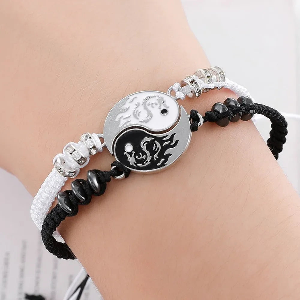 Fashion Dragon Figure Yin Yang Bracelet Couple Adjustable Bracelets Boyfriend Girlfriend Valentine's Day Friendship Jewelry