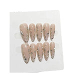 Qfdian 10pcs handmade detachable gradient Y2K magic mirror powder long almond press on nails ballet false nails wearable full cover
