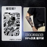 Qfdian Japanese Traditional Half Arm Herbal Juice Temporary Tattoo Stickers Sakura Leaf Lasting Art Fake Tattoo Men Women Faux Tatouage