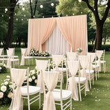 Qfdian  Champagne Chair Sashes 16 Pieces 8FT Long Sheer Wedding Aisle Chair Sash,Tulle Chairs Covers Drapes Bulk Decorations for Wedding