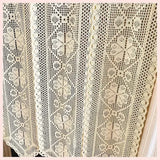 Qfdian  Beige Cotton CurtainThread Woven Hollow Tapestry Home Door Curtains Foyer Partition Wall Background Decoration Tassel Curtains