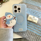 Qfdian Snowman stand holder magnetic cover for iphone 13 15 15pro 14promax 16 14 pro max 13promax winter stripes ins phone case