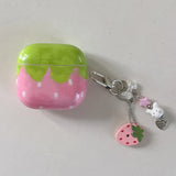 Qfdian Cute lovely strawberry gloss wireless bluetooth earphone cover case for apple airpods 1 2 3 4 pro pro 2 protector with keychain