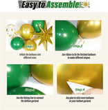 Qfdian  125Pcs Green and Gold Balloon Arch Kit with 3pcs Starburst Balloon,for Birthday Baby Shower Wedding New Years Party Decorations