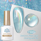 Qfdian 10ml Rainbow Purple Water Light Cat Magnetic Gel Nail Polish Shining Super Sliver-light Holographics Soak Off UV Gel