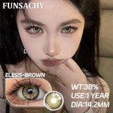 Qfdian  1 Pair Color Contact Lenses Beauty Eyes Pupils Fashion Makeup Beauty Cosmetics Soft Green Natural Brown Lens Yearly Use