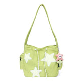 Qfdian  Girls Kawaii Pendant Star Shoulder Bags Women Japanese Casual Fashion Crossbody Bag Y2k Streetwear Tote  for College Student