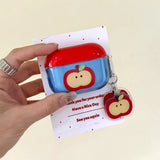Qfdian Korea Cute Apple Transparent Blue Soft Earphone Case For AirPods 2 3 4 Pro 2 Bluetooth Earphone Charging Box Cover With Pendant