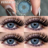 Qfdian  1 Pair Big Black Color Contact Lenses Natural Gray Lenses Blue Korean Eye Makeup Contacts Yearly Beauty Pupils Cosmetic