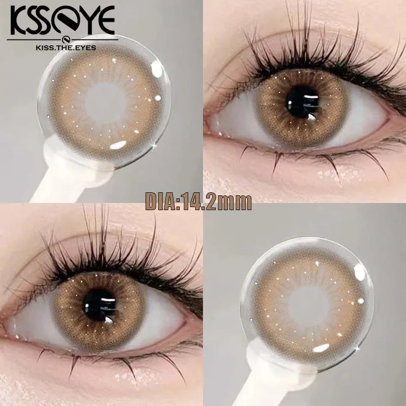 Qfdian 1 Pair New Style Colored Contact Lenses with Diopter Myopia Eyes Pink Contacts Lens Beauty Puppiletes Makeup Yearly