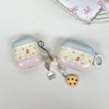 Qfdian cartoon cute cookie bear love heart pendant shockproof silicone protective case for apple airpods 1 2 3 4 pro 2 earphone cover