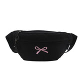 Qfdian  All Match Kawaii Bow Embroidery Chest Bags Korean Women Casual Y2k Aesthetic Shoulder Bag Vintage Simple Chic Handbags Crossbody