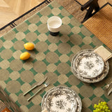 Qfdian  Tablecloth Rectangular Shape Atmosphere Linen Green Retro Antique Style Light Luxury High-end Dining Table Layout Easy To Clean