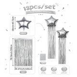 Qfdian  13Pcs Tassel Star-Shaped Balloon Set, Includes 18inch Star-Shaped Balloons with Rain Curtain Tassels, Suitable for Halloween, Christmas, Birthday Parties, 2027 New Year Decorations, K-Pop Music Themed Party Decoration
