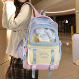 Qfdian High-capacity Casual Contrast Color Backpacks Y2k Aesthetic Transparent Schoolbags Streetwear Students Patchwork Backpack Women