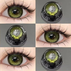 YIMEIXI 1 Pair Korean Colored Contact Lenses with Prescription Myopia Blue Green Eye Lenses High Quality Fashion Beauty Pupils