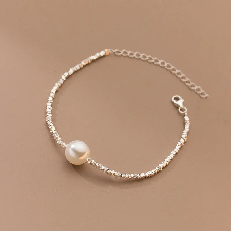 New Fashion Silver Colour Pearl Bracelet Sparkling Exquisite Simple Women Fine Jewelry Accessories Wedding Party Gift