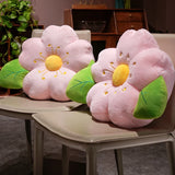 Qfdian  Pink Cherry Blossom Petal Cushion Bedroom Living Room Office Car Decor Sakura Pillow Plush / Ice Silk Sofa Waist Cushion