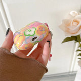 Qfdian  Colorful Flower Smiley Painting Cover for AirPods Pro 2nd Wireless Earphone Charging Box Protective Case for Airpods 1 2 3 4