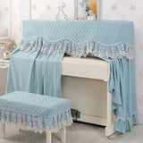Qfdian  155x40x130 Simple Lace Piano Covers Piano Full Cover Fabric Middle Opening Piano Cover Dust Cover with Stool Cloth