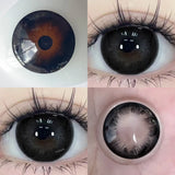 Qfdian  2pcs Brown Colored Contact Lenses for Eyes Purple Beauty Halloween Makeup Lens Big Eye Lens Natural Look Gray Blue Lens