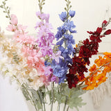 Qfdian 6pcs Blue Delphinium Artificial Flowers Long Stem Larkspur for Wedding Centerpieces Floral Arrangements Home Vase Decor