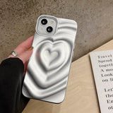 Qfdian Love Heart Matte silver Silicone Shockproof Protection Back Cover For iPhone 15 Pro Max 13 Pro 12 11 14 Fashion Girls Phone Case
