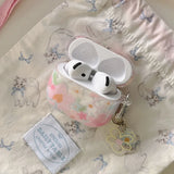 Qfdian Transparent Oil Painting Flower Shockproof Protector With Keychain For AirPods 1 2 3 4 Case For AirPods Pro 2 Protection Cover