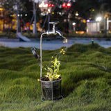 Qfdian  Sprinkler Water Kettle Faucet Water Droplet Flower Pot Lamp Solar Powered Lawn Lamp Courtyard Outdoor Waterproof Garden