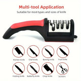 Qfdian 3-Segment Knife Sharpener Knife Sharpeners for Kitchen Knives Stainless Steel Three-Purpose Sharpening Stone for Kitchen Tools