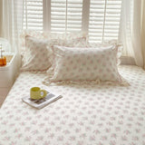 Qfdian 2pcs Pillow Case 100% Cotton Pillow Cover 48x74cm Cushion Cover for Bed Floral Style Pillowslip Ruffles Pillowcase