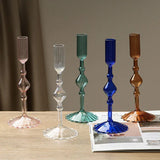 Qfdian  Retro Glass Candle Holder Wedding Supplies Candlelight Dinner Candlestick Props Ornament High Footed Candlestick Home Decoration