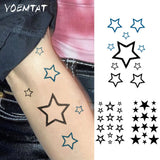 Qfdian  3pcs Waterproof Temporary Tattoo Sticker Black Blue Stars Geometric Cute Fun Pattern Body Art Arm Fake Tattoos Sleeve Women Men