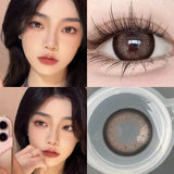 Qfdian 1Pair Colour Contacts Lenses Prescription Myopia Blue Eye High Quality Beauty Pupil Brown Lenses Makeup