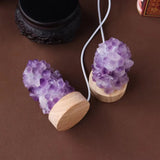 Qfdian  Crystal Wishing Lamp Natural Amethyst Tooth Flower Dim Light USB Interface with Switch Crystal Home Decorations Men Gift