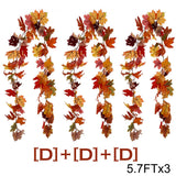 Qfdian  2/3pcs Artificial Maple Leaf Fall Garland Autumn Leaves Hanging Vines Thanksgiving Halloween Wedding Home Decorations 5.7Ft Each