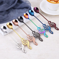 Qfdian Stainless Steel Musical Notes Coffee Spoon Stirring Cup Spoon Music Stick Ice Cream Gift Spoon Kitchen Tool Accessories