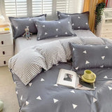 Qfdian  ‌100% pure thickened skin friendly cotton four piece set double bed single bed diagonal cartoon duvet set dormitory