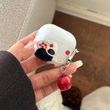 Qfdian Korean Cartoon Cute Black Cat Pattern Soft Case for AirPods Pro 2 Cover Cute 3D Apple Pendant Protection Cover for AirPods 2 3 4