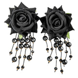 Qfdian  Stylish and unique large flower vacation earrings