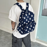 Qfdian  High-capacity Vintage Grunge Men Backpacks All Match Simple Fashion Star Letter Schoolbags Y2k Aesthetic Trendy Backpack Women