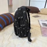Qfdian Corduroy Small Backpack for Girls, Fashionable and Versatile, Cute Bow Tie Small Backpack, Simple Backpack