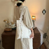 Qfdian  Women Casual Simple Chic Shoulder Bags Vintage Y2k Aesthetic All Match Handbags Korean Fashion Trendy Canvas Underarm Bag