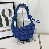 Qfdian Y2k Aesthetic Pleated Office Lady Crossbody Bags All Match Ins Bubble Quilted Cloud Bag Fashion Women Casual Shoulder Handbags