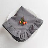 Qfdian 4Pcs White 45x45cm Ruffles Napkins for Birthday Wedding Party Baby Shower Tea Restaurant Christmas Table Placemats Dinning Decor