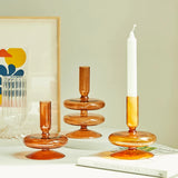 Qfdian Taper Candle Holders Glass Candlesticks for Home Wedding Table Decoration Glass Vase Table Bookshelf Candles Stand