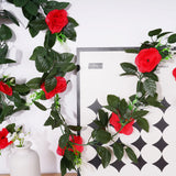 Qfdian  2.4M Rose Artificial Flower Spring Autumn Garden Arch Decor DIY Fake Flowers Vine for Wedding Garland Home Decoration ornements