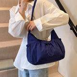 Qfdian  Nylon Pleated Simple Bubble Shoulder Bag Women Grunge Y2k Aesthetic Handbags Casual Fashion Chic All Match Crossbody Bags Korean