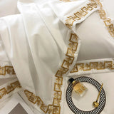 Qfdian 1000TC Egyptian Cotton Luxury Gold Embroidery Bedding Set Black Khaki Patchwork Duvet Cover Bed Sheet Fitted Sheet Pillowcases
