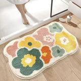 Qfdian 1pc 40*60cm Cute Flower Bathroom Rug, Machine Washable Bathroom Floor Mat, Extra Soft Absorbent Non-Slip Bath Rug
